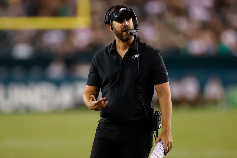 Eagles coach Nick Sirianni during a preseason game against the New York Jets on Friday.
