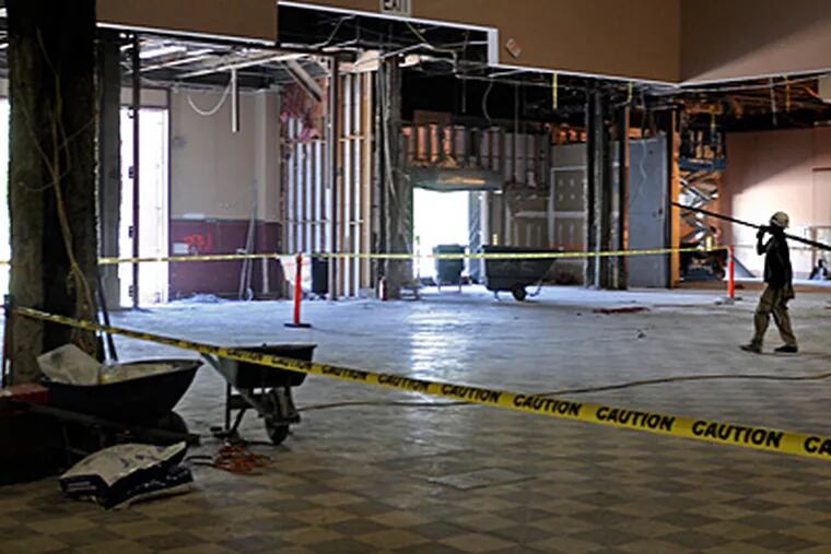 The gaming floor of the casino resort under construction last month at the Valley Forge Convention Center complex in Upper Merion. (Tom Gralish/Staff)