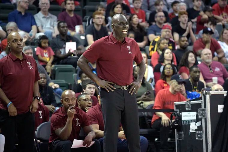 Temple head coach Aaron McKie on the bench during the Owls' game against Maryland.