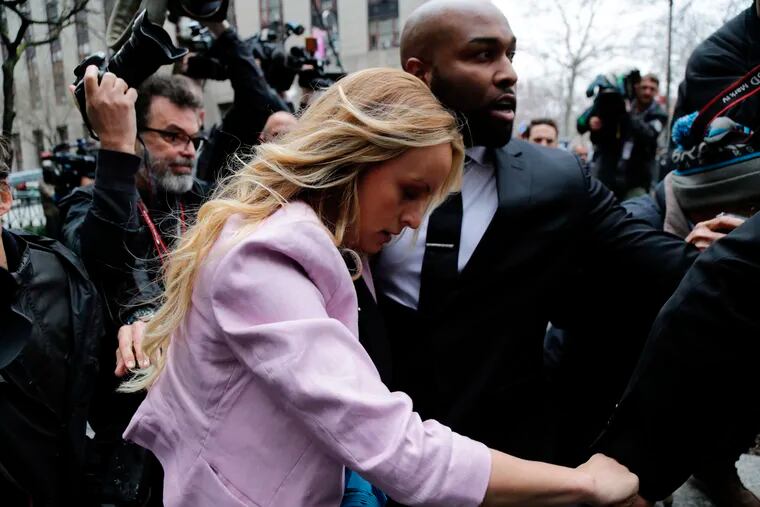 Adult-film actress Stormy Daniels arrives at federal court, Monday, April 16, 2018, in New York.