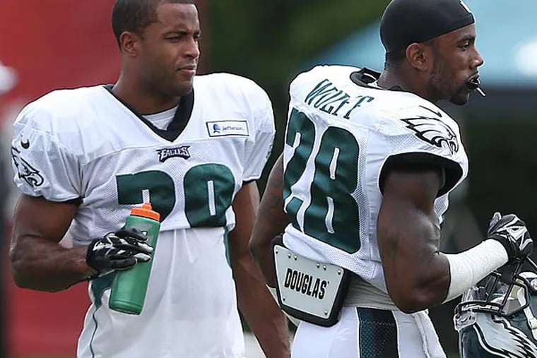 Eagles safeties Nate Allen (left) and Earl Wolff. (David Maialetti/Staff Photographer)