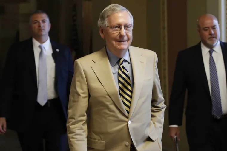 Senate Majority Leader Mitch McConnell of Ky. walks from his office on Capitol Hill in Washington, Monday, June 26, 2017. Senate Republicans unveil a revised health care bill in hopes of securing support from wavering GOP lawmakers, including one who calls the drive to whip his party&#039;s bill through the Senate this week &quot;a little offensive.&quot;