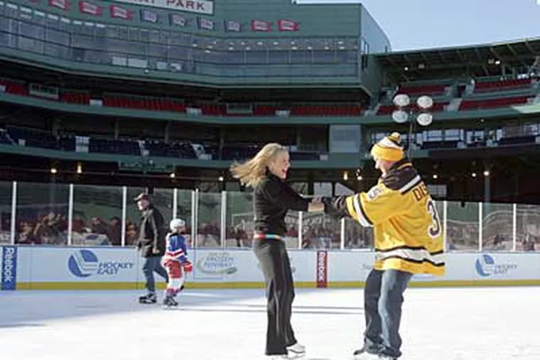 The Boston Bruins and Philadelphia Flyers will face off in the Winter Classic at Fenway Park tomorrow. (AP Photo/Mary Schwalm)