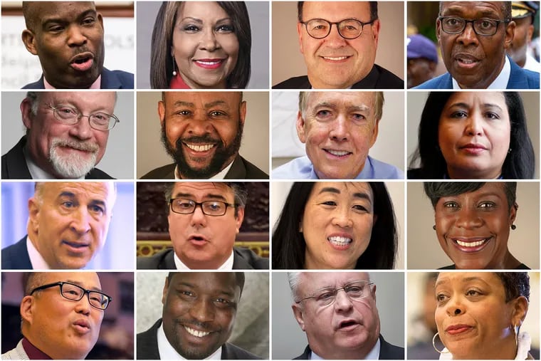 Grid of 16 of the 17 members of Philadelphia City Council