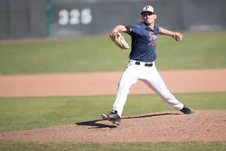 Lefthander Adam Bleday pitches for the Penn baseball team. Bleday was drafted by the Houston Astros in the 27th round last week. Credit: Courtesy of Penn Athletics