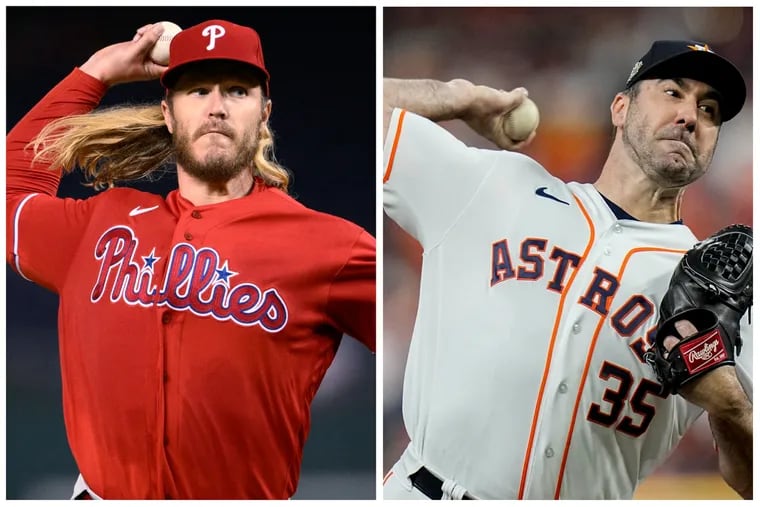 Phillies pitcher Noah Syndergaard and his Game 5 opponent, the Astros’ Justin Verlander, both underwent Tommy John surgery in 2020.