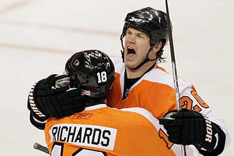 Chris Pronger has 17 points and a plus-nine rating for the playoffs thus far. (David Maialetti / Staff Photographer)