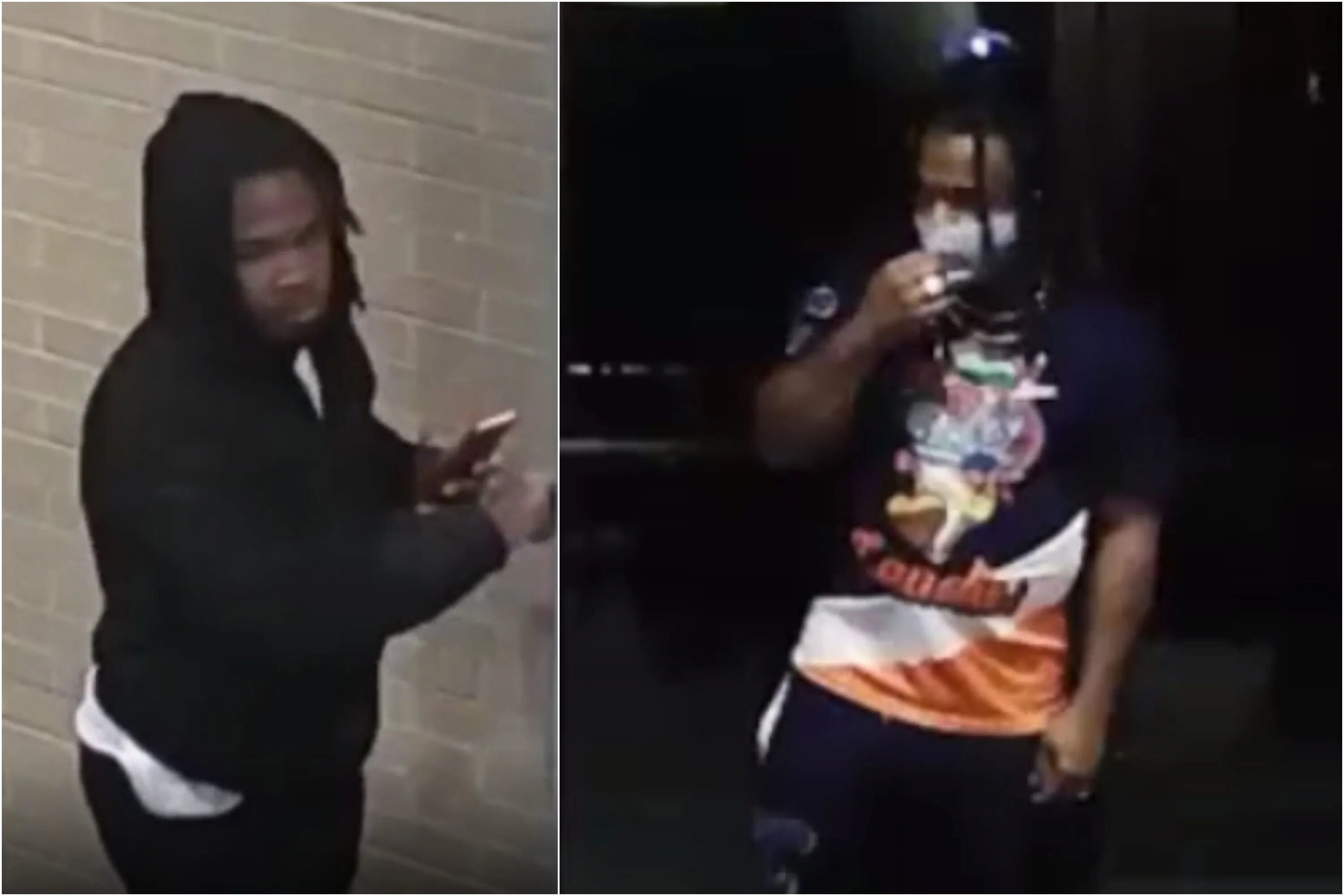 A man connected with a string of stalking and rape incidents is pictured in surveillance footage in Philadelphia in mid-May.