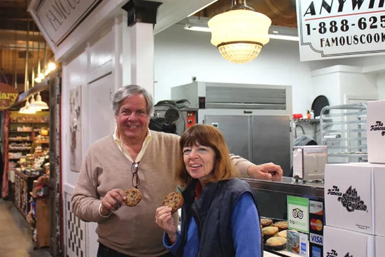 Carolyn Wyman visiting Famous 4th Street Cookies at Reading Terminal Market, where owner David Auspitz is in the chips.