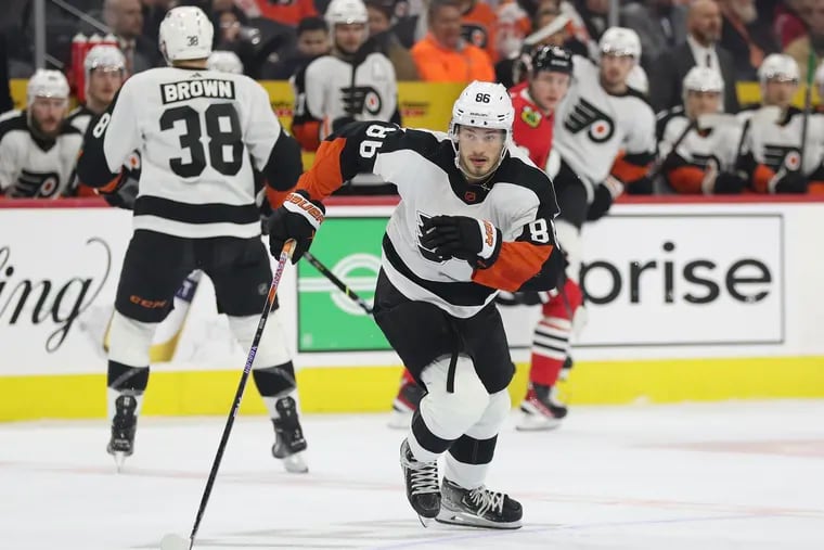 Flyers left wing Joel Farabee is looking to snap a seven-game scoring drought as the Flyers face off against the Winnipeg Jets on Saturday.