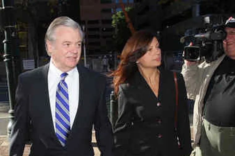 Vincent J. Fumo, with fiancee Carolyn Zinni, got 55 months, far less than sentences in other Philadelphia corruption cases.