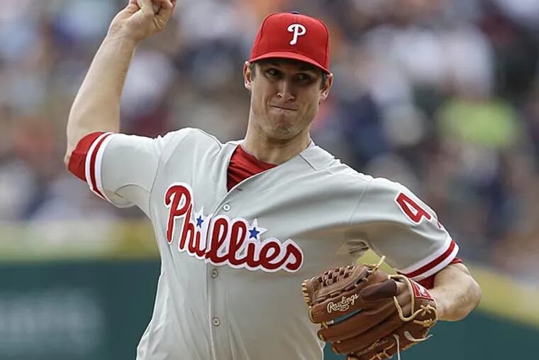 Jonathan Pettibone allowed three runs on seven hits in five innings against the Tigers on Sunday in Detroit. (Carlos Osorio/AP)