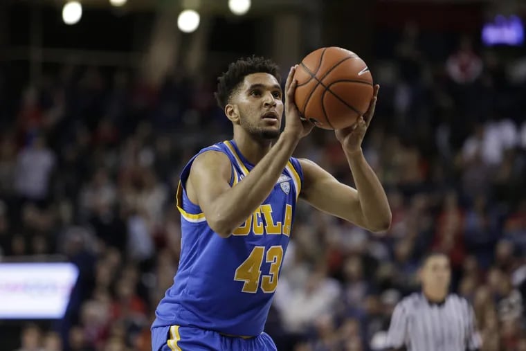 Jonah Bolden (43) shoots a free throw for UCLA during the second half of an NCAA college basketball game against Gonzaga, Saturday, Dec. 12, 2015, in Spokane, Wash. 