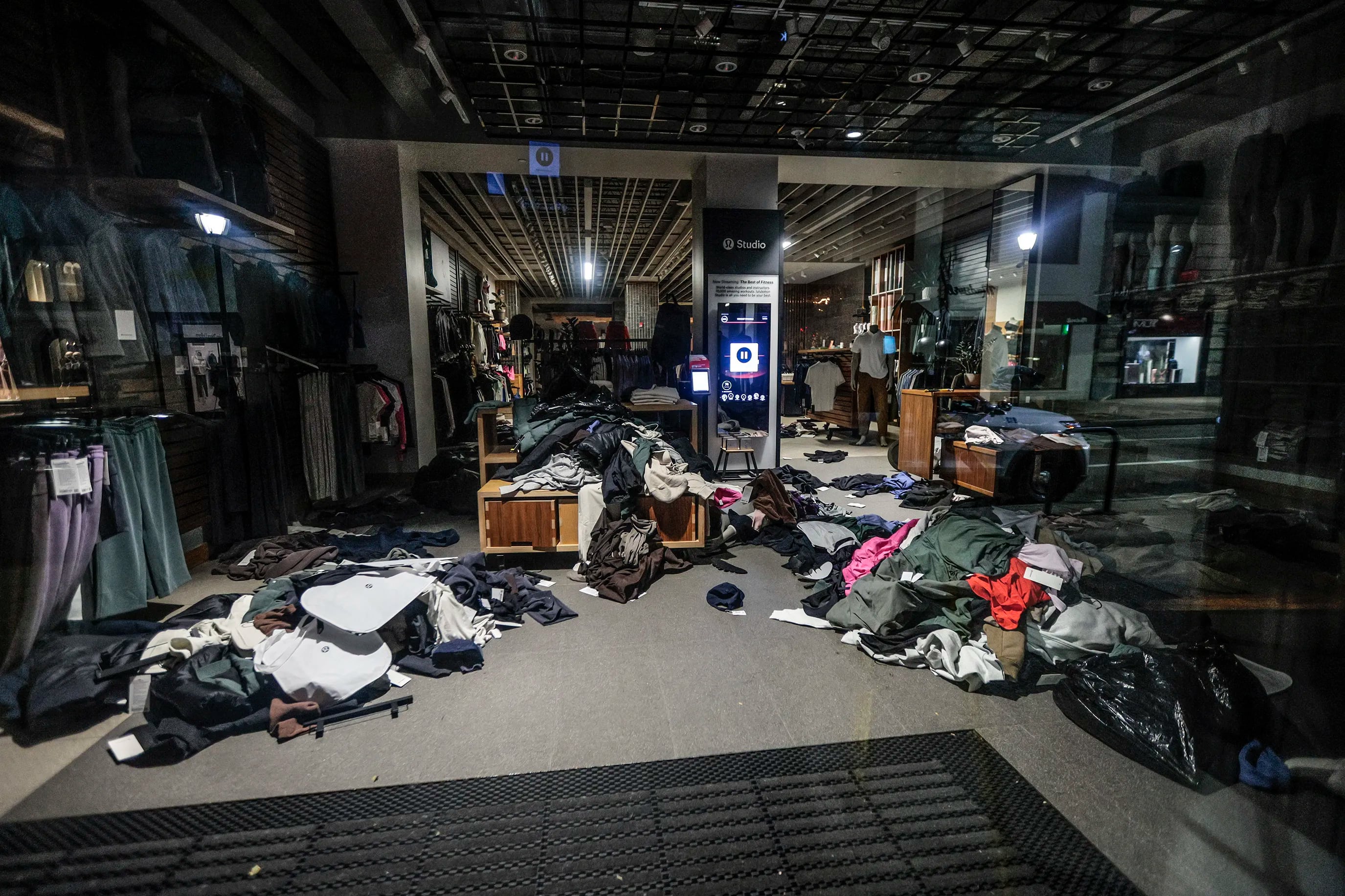 The Lululemon store on Walnut Street following looting and vandalism throughout the city. 