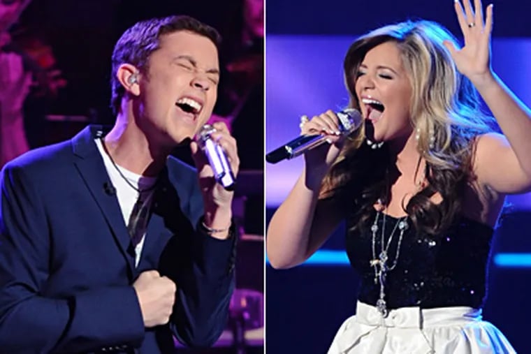 Finalists Scotty McCreery and Lauren Alaina will duel it in the season finale of "American Idol." (Photos / Michael Becker, Fox)