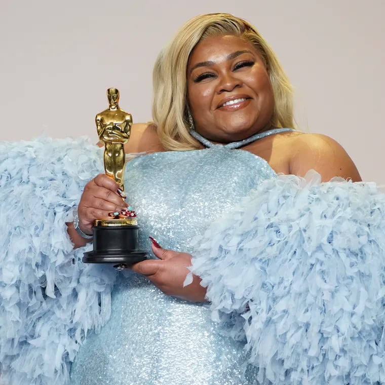 Da'Vine Joy Randolph poses with the award for best performance by an actress in a supporting role for "The Holdovers" at the Oscars on Sunday, March 10, 2024, at the Dolby Theatre in Los Angeles. (Photo by Jordan Strauss/Invision/AP)