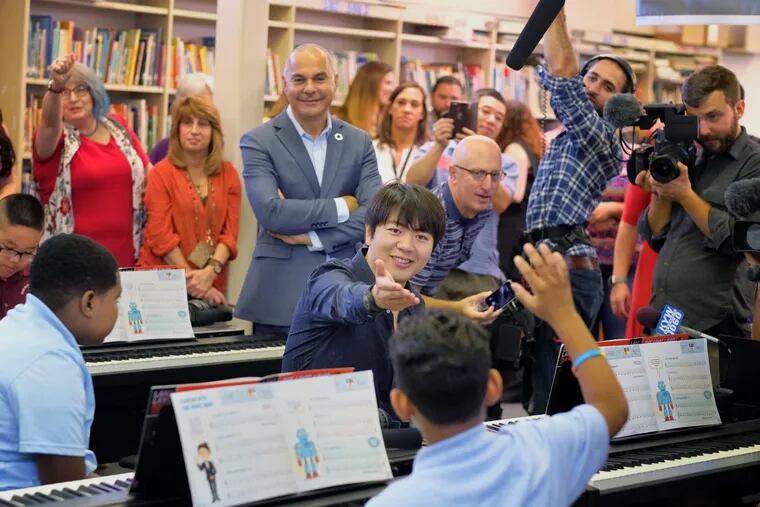 Internationally acclaimed pianist Lang Lang has donated almost $1 million to six Philadelphia schools for music education. He was at Thomas Holme Elementary in the Northeast.