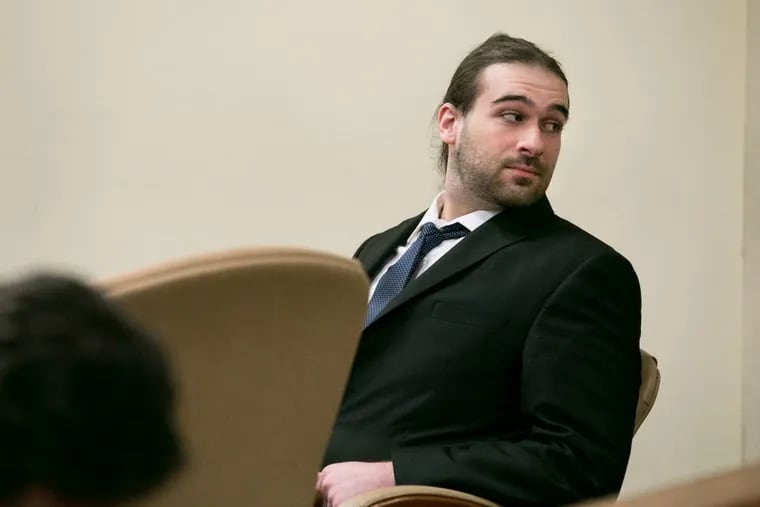 Jurors could not reach a verdict in the trial of David &quot;D.J.&quot; Creato Jr., shown here in the courtroom, looking back towards his parents. Creato is the Haddon Township father charged with killing his 3-year-old son, Brendan.
