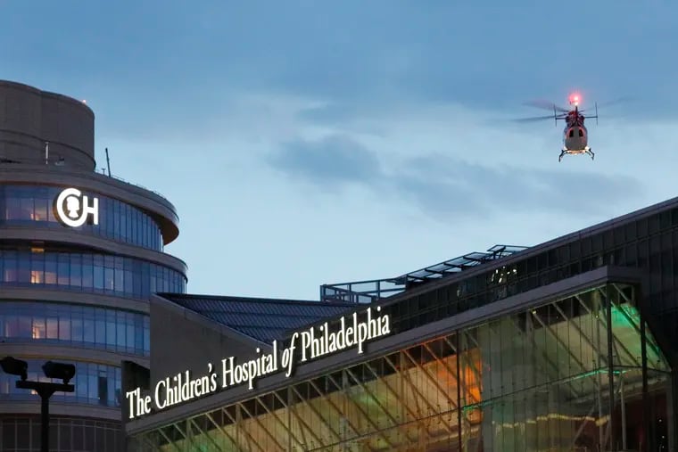 A helicopter takes off from of The Children’s Hospital of Philadelphia helipad in April.