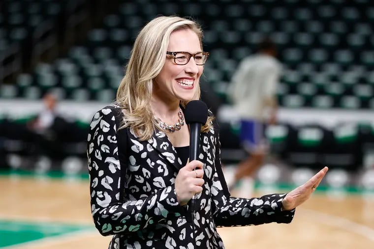 Play-by-play announcer Kate Scott of NBC Sports Philadelphia before the 76ers played the Boston Celtics in Game 1 of the Eastern Conference semifinals.