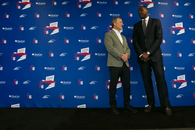 Sixers managing partner Josh Harris (left) says he, general manager Elton Brand, and the players all "want to continue to improve."