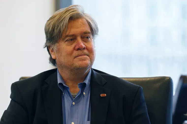Steve Bannon at a Trump campaign event for Hispanics in August 2016. Bannon pushed racist messages through his roles as an executive with Cambridge Analytica, head of Breitbart News and later as CEO of Donald Trump’s campaign.