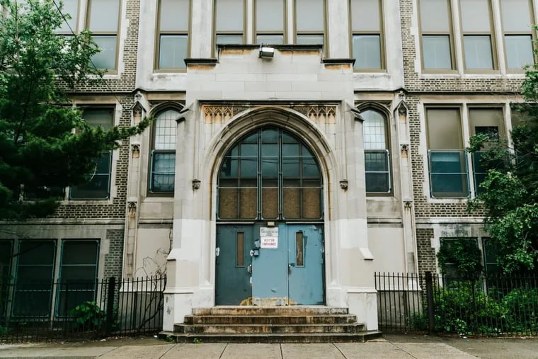 Doorway of the former Walter Smith School at 1300 S. 19th St. in Point Breeze.