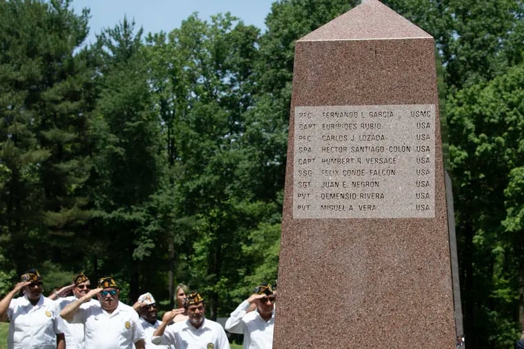 A red granite obelisk honoring Puerto Rico's nine Medal of Honor recipients was dedicated Sunday afternoon at the 42-acre Medal of Honor Grove at the Freedoms Foundation at Valley Forge.
