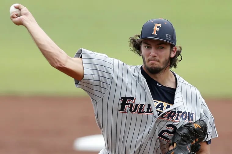 Cal State Fullerton pitcher Connor Seabold, drafted by the Phillies in the third round.