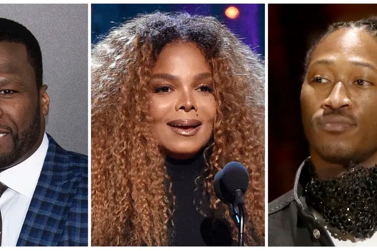 This combination photo shows, from left, rapper 50 Cent, singer Janet Jackson and rapper Future who have been added to the lineup for the Jeddah World Fest, the concert in Saudi Arabia. Nicki Minaj pulled out of the concert after human rights organizations urged her to cancel her appearance.