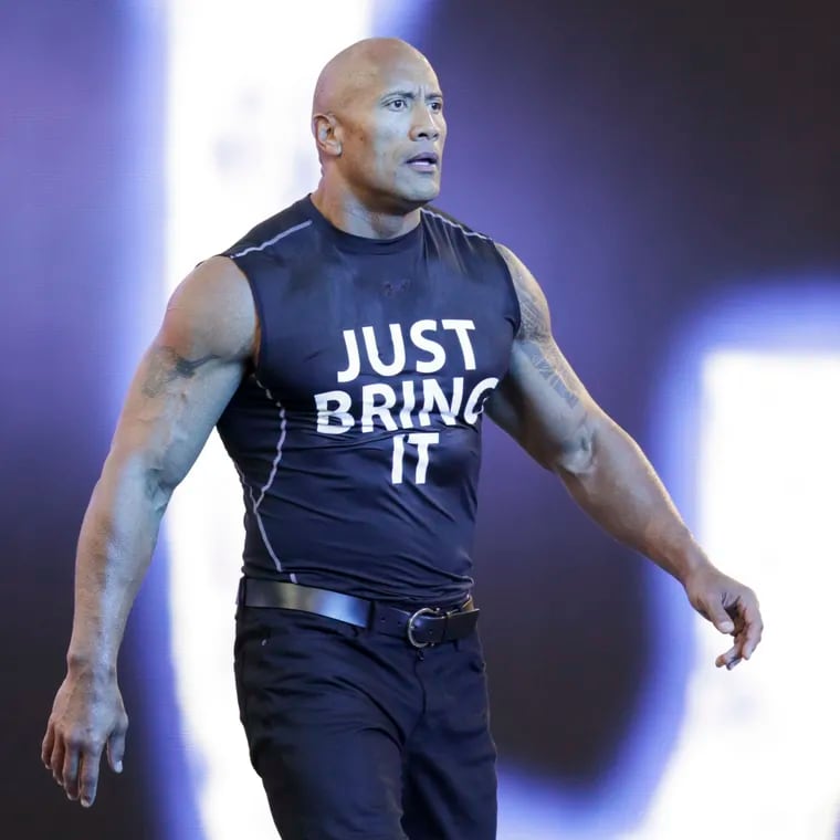 Dwayne "The Rock" Johnson making his entrance at WrestleMania XXXI on March 29, 2015, in Santa Clara, Calif.