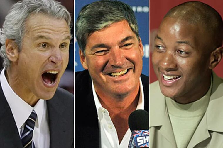Dean Demopoulos (left), Bill Laimbeer and former Sixers' guard Eric Snow would be intriguing coaching options. (AP File Photos)
