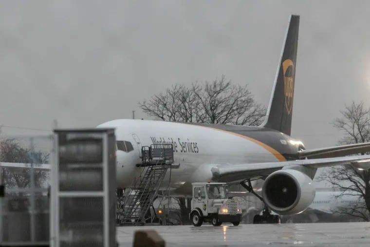 A UPS plane at the company's Philadelphia International Airport facility in 2020. The International Brotherhood of Teamsters Local 623 represents Philadelphia UPS workers at the company’s Oregon Avenue facility and its hub at the airport.