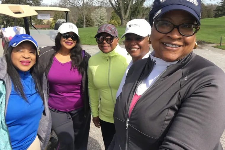 Five members of Sisters on the Fairway felt they were racially profiled while playing golf in York Pa. on April 21. Their names are from left to right: Carolyn Dow, Sandra Harrison, Karen Crosby, Sandra Thompson and Myneca Ojo.