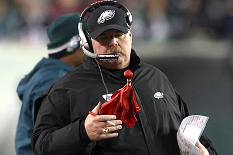 With two straight blowout wins, Andy Reid's job prospects suddenly look a bit brighter. (Yong Kim/Staff Photographer)