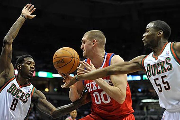 Coming off an emotional win over the Celtics, the Sixers came out flat Saturday against Milwaukee. (Jim Prisching/AP)