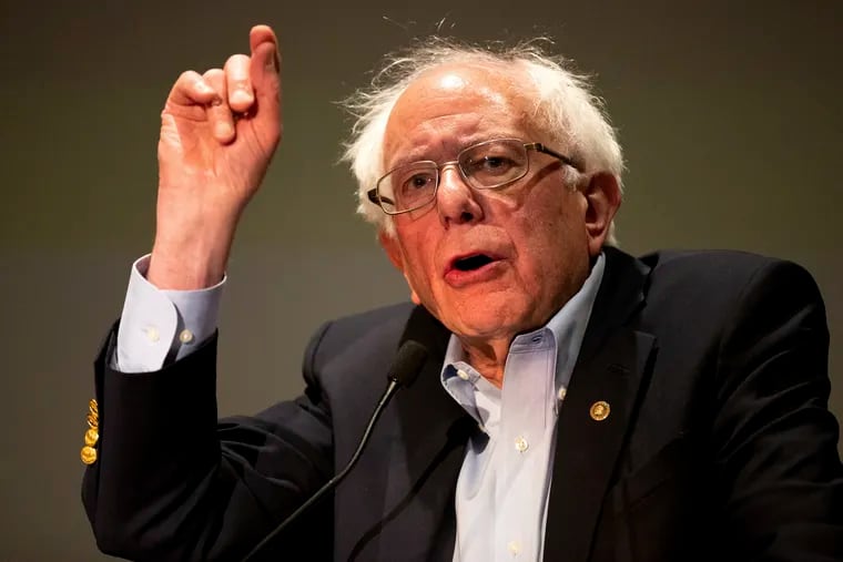 Presidential candidate and U.S. Senator Bernie Sanders (I-VT) speaks to a gathering of the Pennsylvania Association of Staff Nurses and Allied Professionals at Mohegan Sun Pocono in Plains Twp., Pa. on Monday, April 15, 2019. (Christopher Dolan/Times-Tribune via AP)