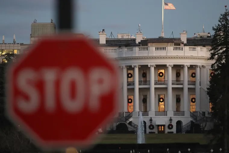 The White House is shown during a partial shutdown of the federal government.