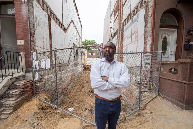 Councilman Kenyatta Johnson, in front of a demolished property located in 1500 block of Christian Street. In an effort to stop the rapid demolition of homes in the historic Black neighborhood nicknamed "Doctors' Row," Johnson has introduced a bill to create the city's first demolition moratorium.