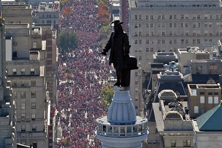 Media estimates pegged the attendance to the 2008 parade for the Phillies following their World Series win at upwards of 2 million.