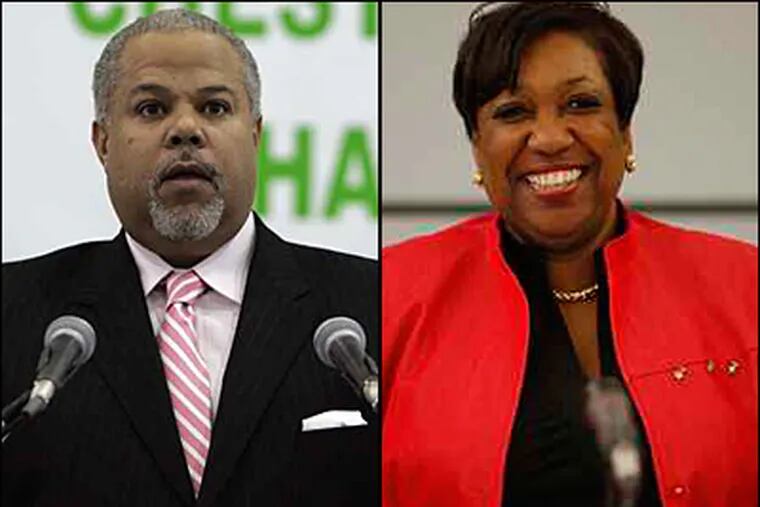 Philly schools Superintendent Arlene Ackerman (right) answered questions last night from City Council members about charter school regulations. At left is State Sen. Anthony Williams, founder of the Hardy Williams Charter School.  (File photos)