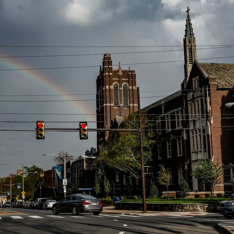 A rainbow over the La Salle University's campus in the Logan section of Philadelphia.
