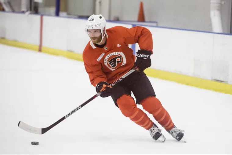 In the Flyers’ last two practice sessions,  Claude Giroux has played left wing on a line with center Sean Couturier and right winger Jake Voracek.