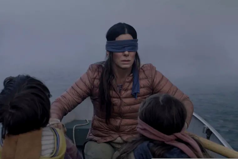 This image released by Netflix shows Sandra Bullock in a scene from the film, "Bird Box."