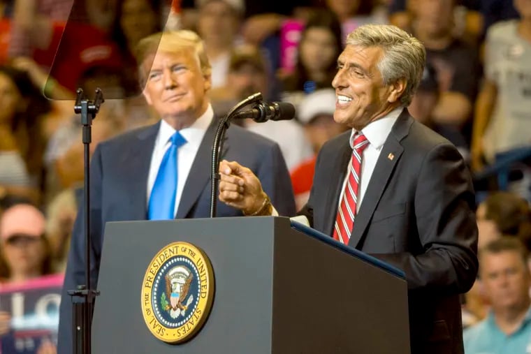 Then-U.S. Rep. Lou Barletta (R., Pa.) with President Donald Trump at the Mohegan Sun Arena in Wilkes-Barre in 2018. Barletta, who was then running for U.S. Senate, is now taking steps toward a run for Pennsylvania governor in 2022.