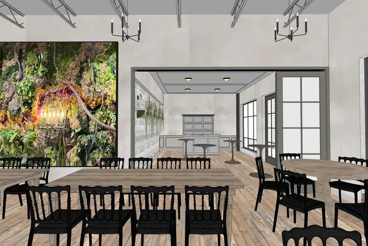 Rendering of new small event space in Devon Yard called the Atrium at Terrain Gardens. The space is already over 50% booked for its first month of business in May.