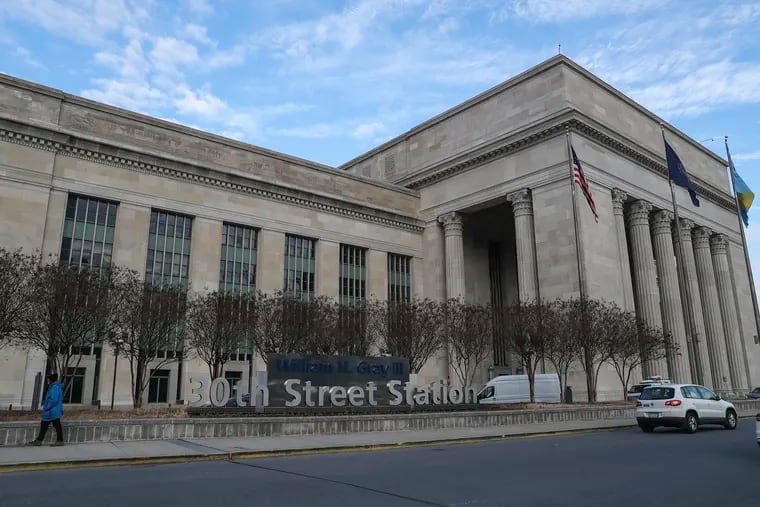 The new William H. Gray III 30th Street Station sign is photographed on Thursday, Jan. 21, 2021.