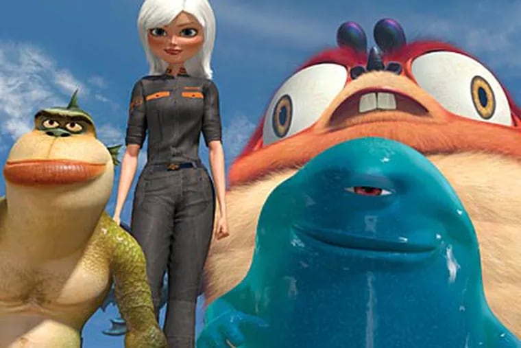 A scene from 'Monsters vs. Aliens' a new 3D animation release.