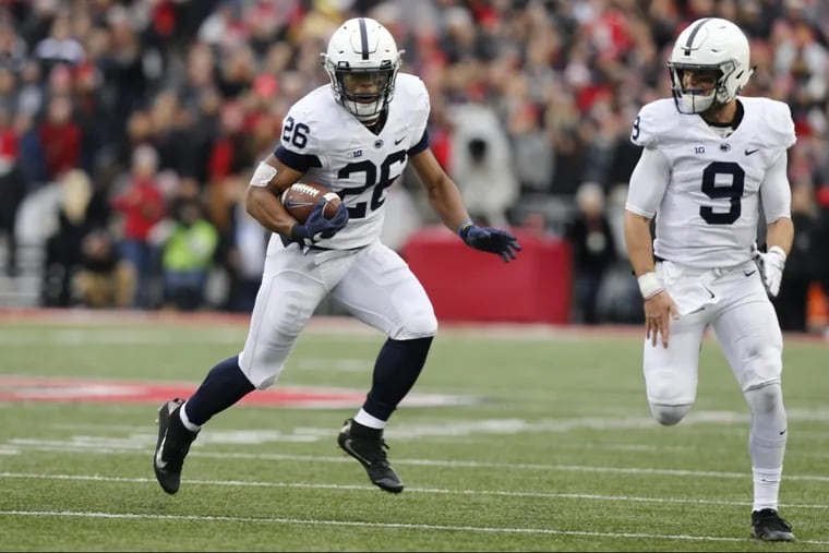 Running back Saquon Barkley and Penn State are ranked 7th in the first college football playoff rankings, which was released on Tuesday evening. (AP Photo/Jay LaPrete)