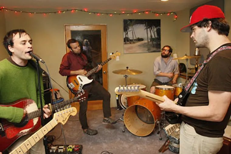 mewithoutyou band members, from left: Aaron Weiss, Greg Jehanian, Rick Mazzotta and Mike Weiss. (Elizabeth Robertson / Staff Photographer)